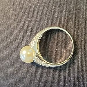 Silver, Pearl and "Diamond" Ring
